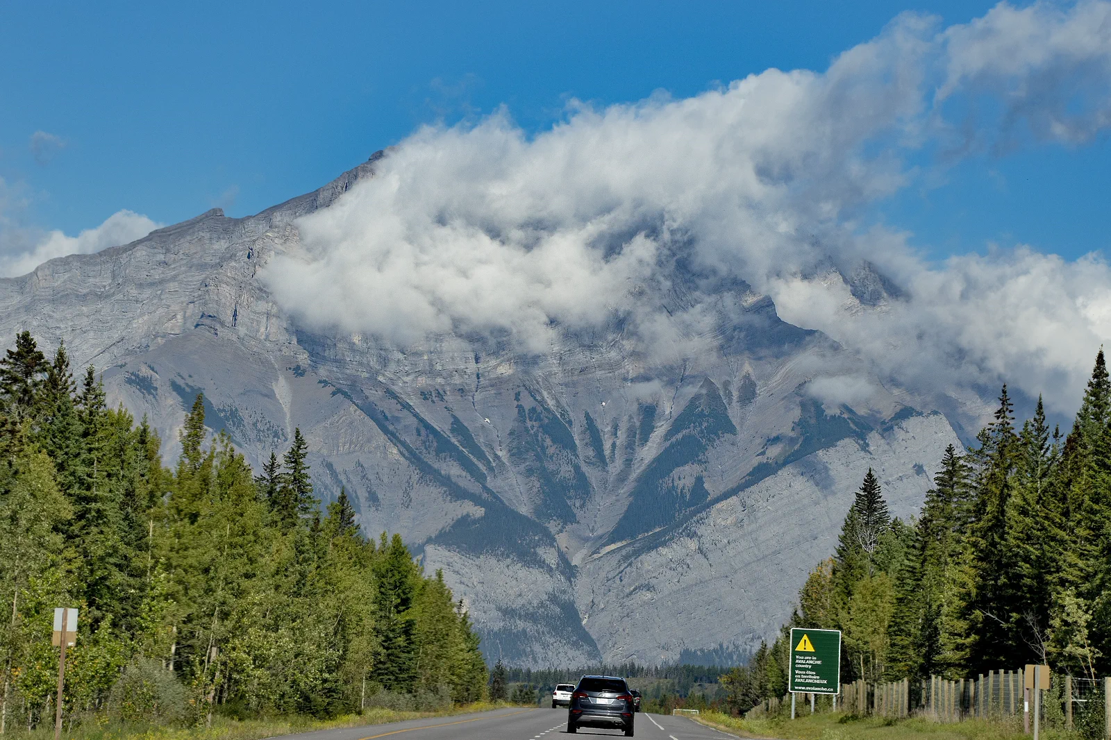 Banff town set below the Rocky Mountains