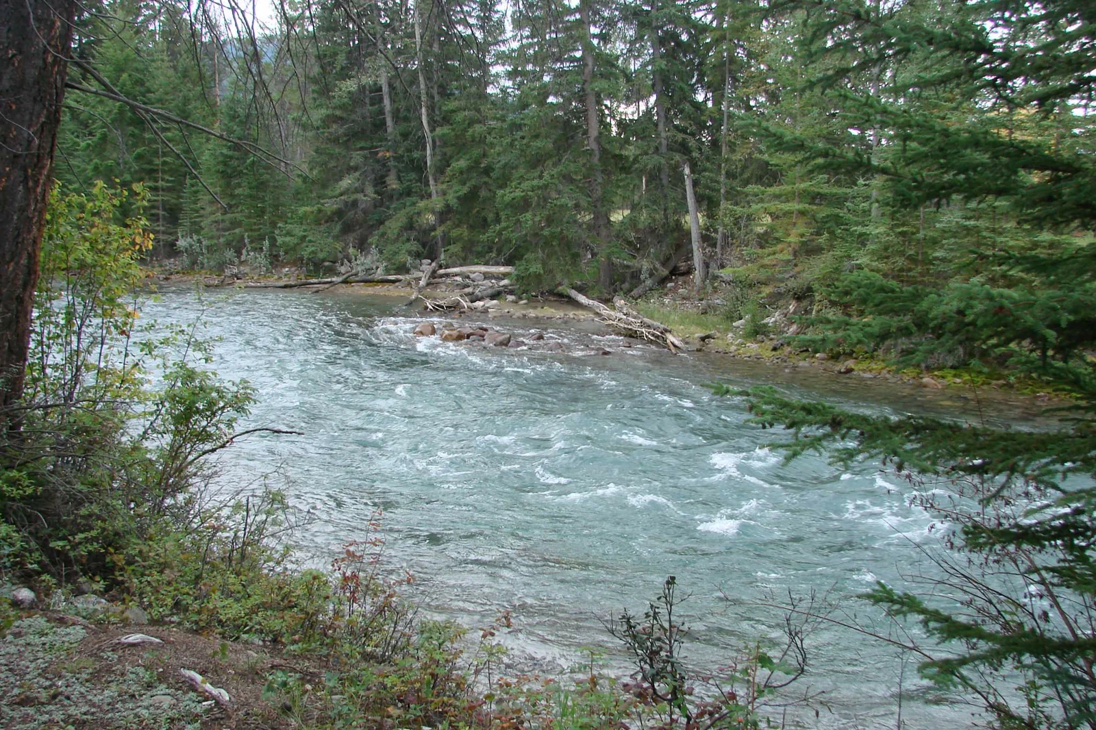 Rocky Mountain canyon and lake landscape near Banff