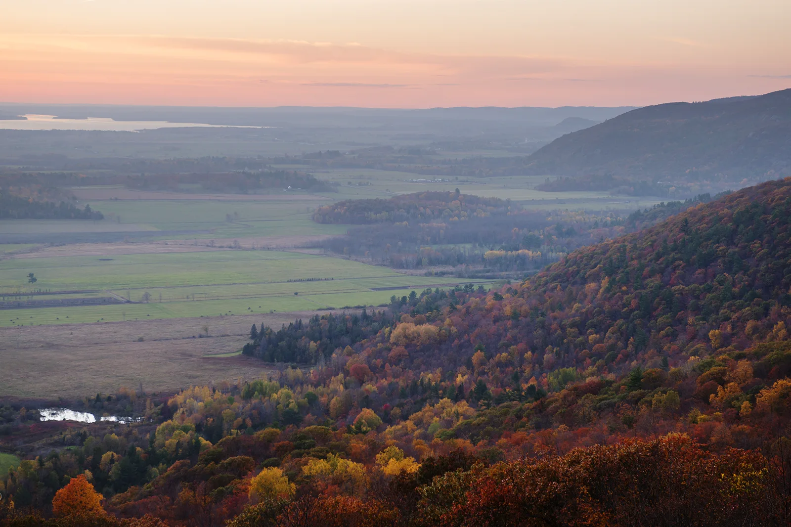 Forested hills and lookout in Gatineau Park