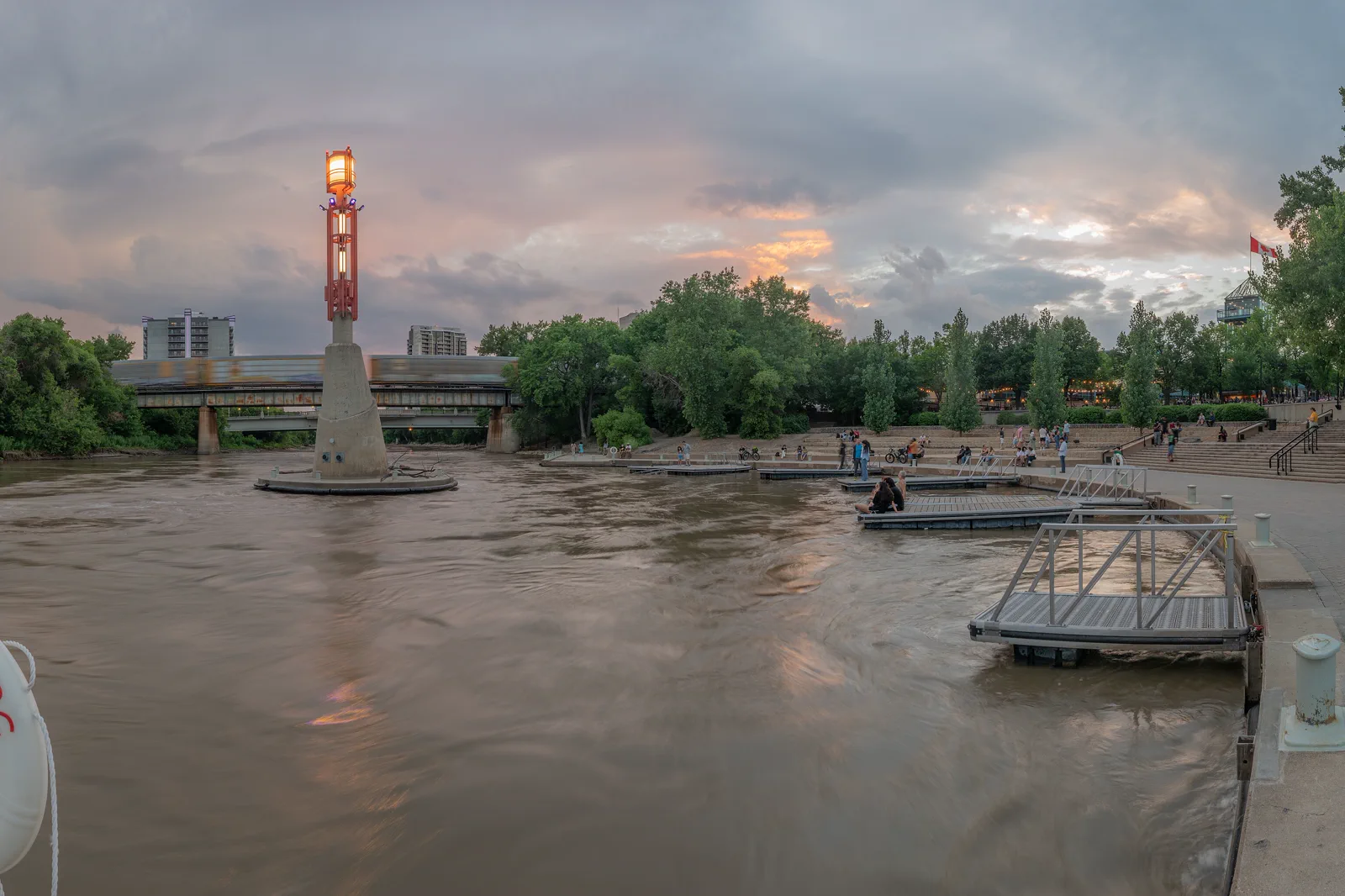 The Forks and downtown Winnipeg near the rivers