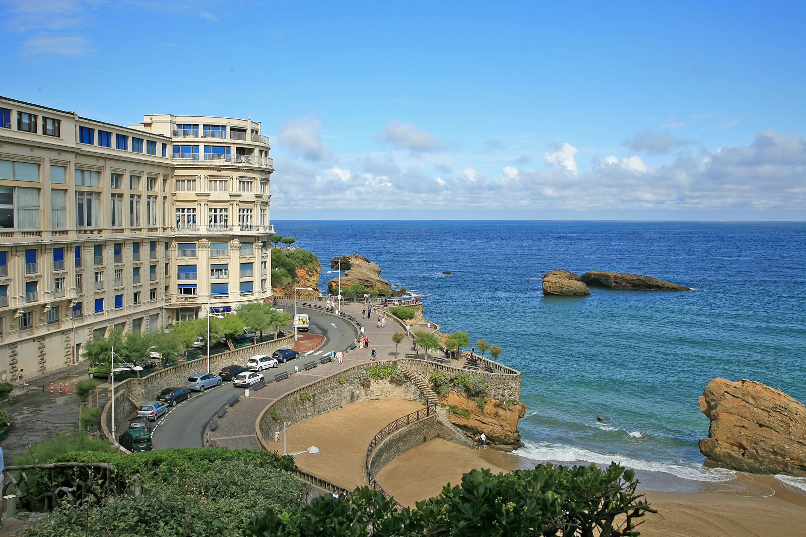 Atlantic waterfront and buildings in Biarritz on the French Basque coast