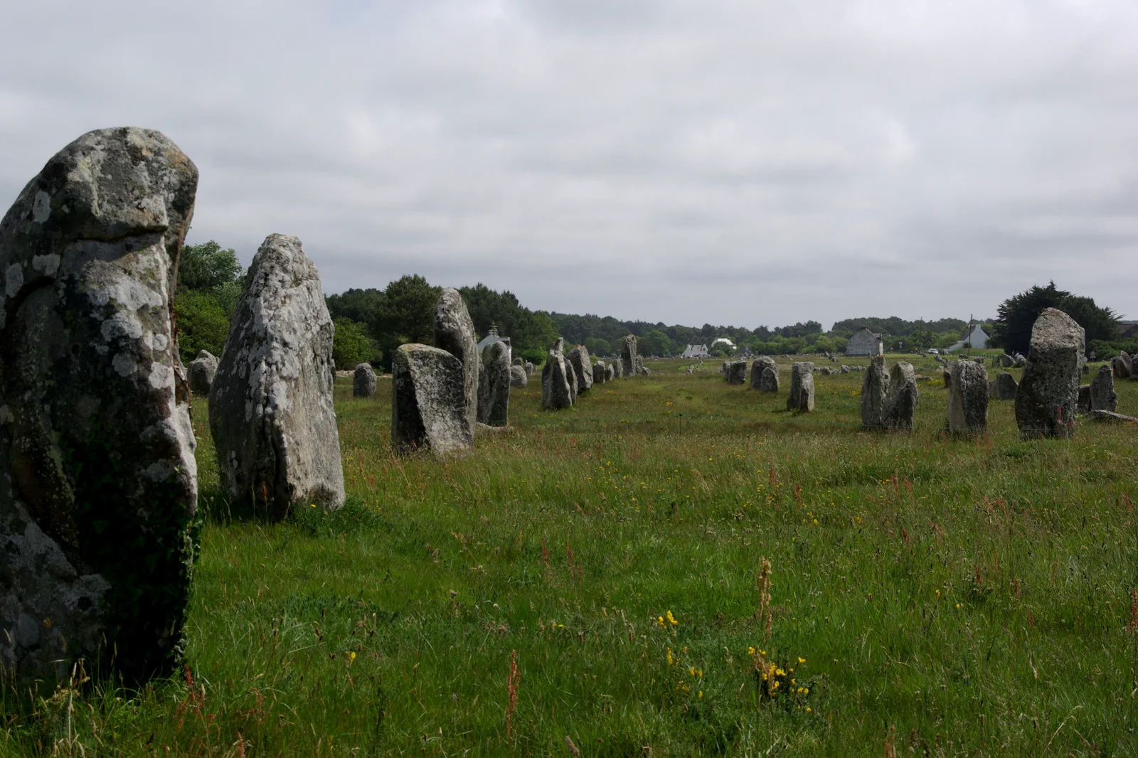 Rows of standing stones at the Carnac alignments in Brittany