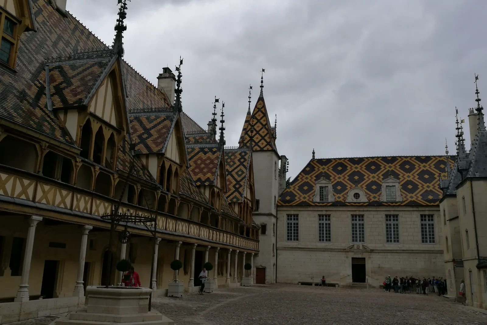 Colorful tiled roofs of the Hospices de Beaune
