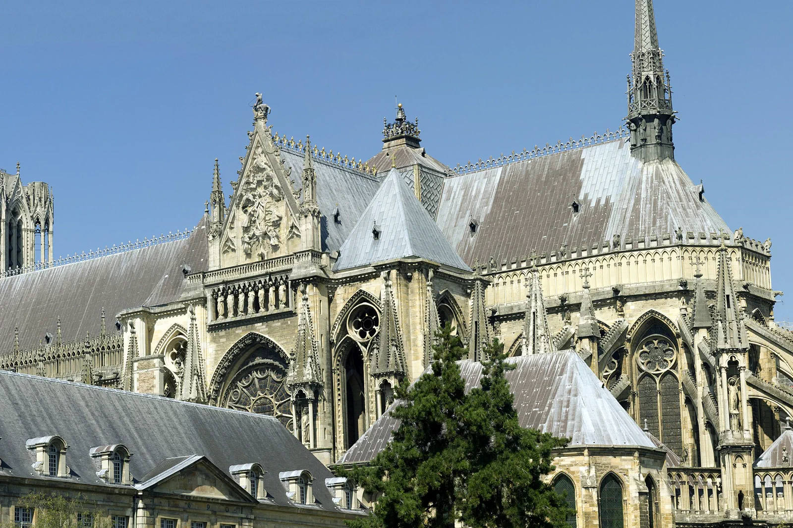 The sculpted façade of Reims Cathedral