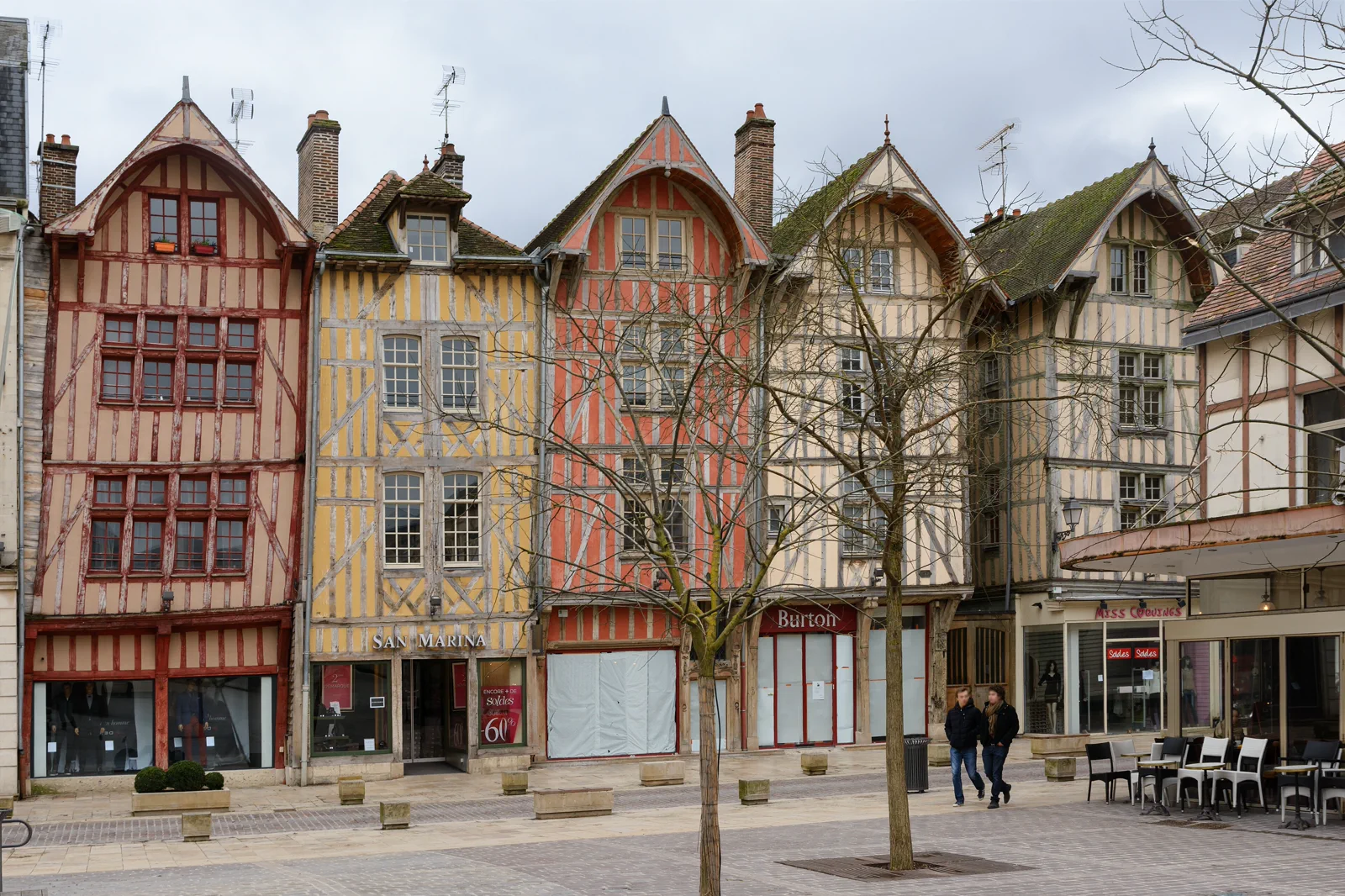 Colorful half-timbered houses in the historic center of Troyes