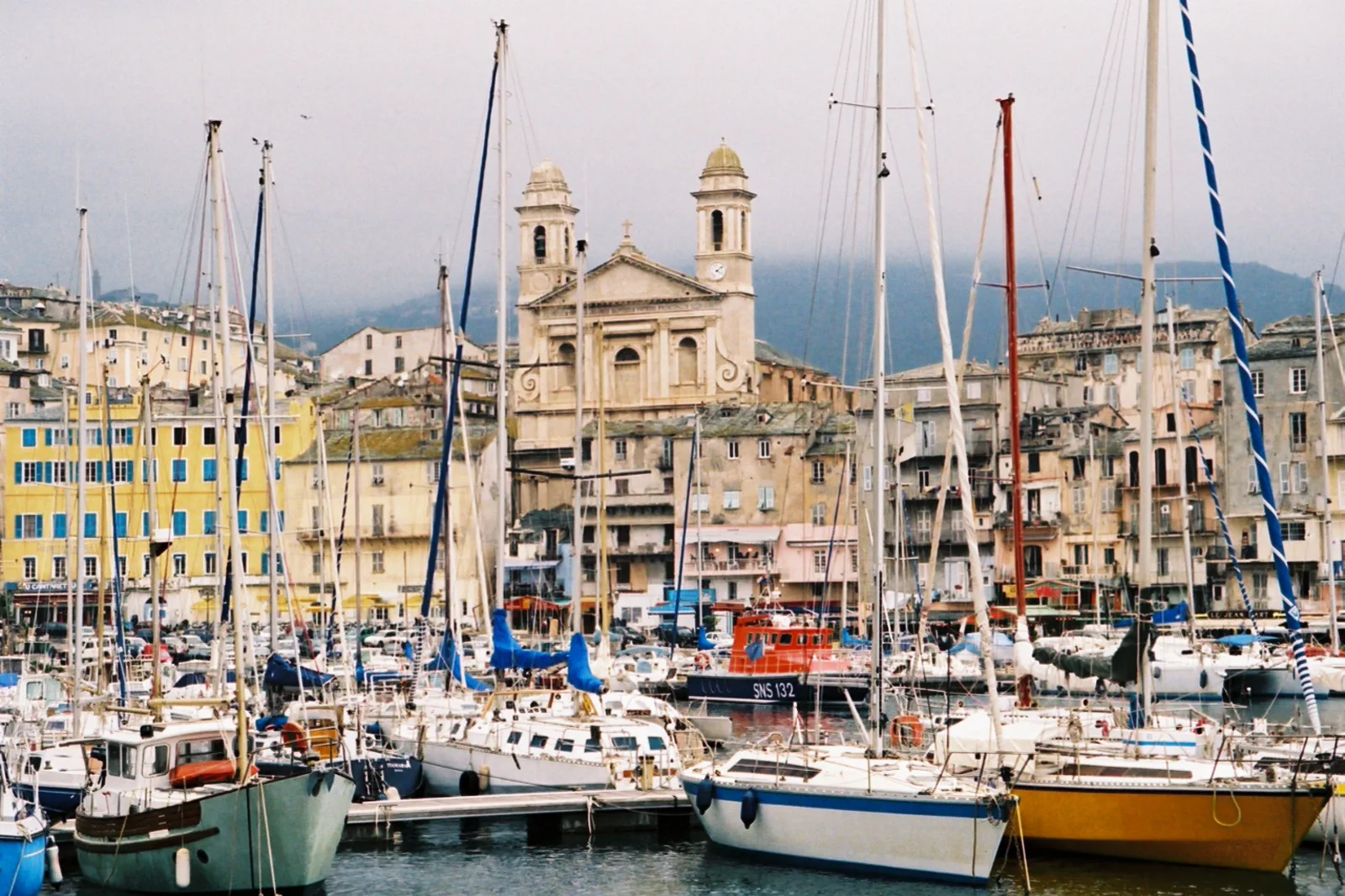 Bastia’s old port and hillside city in northern Corsica