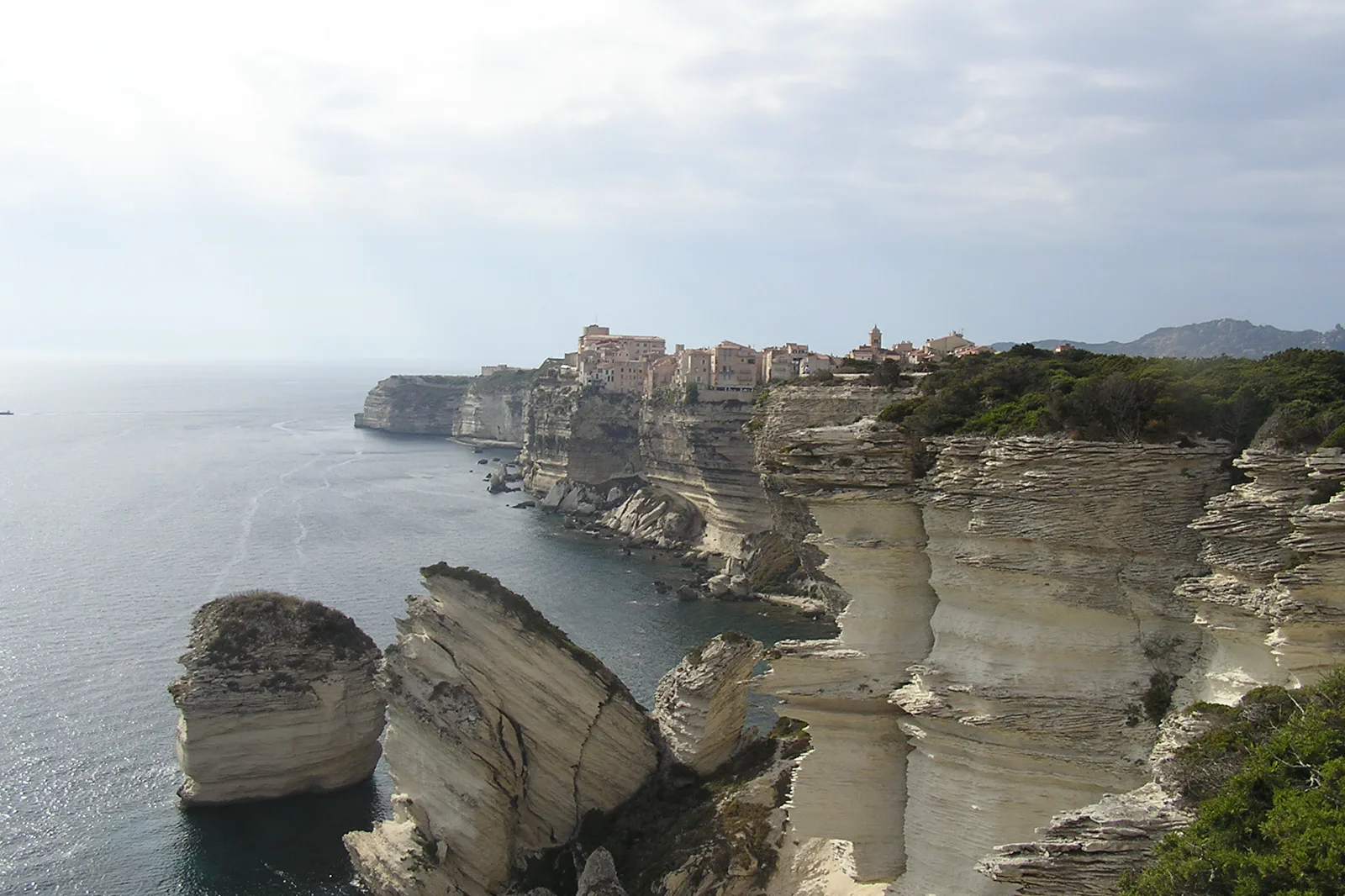 Bonifacio’s limestone cliffs and harbor in southern Corsica