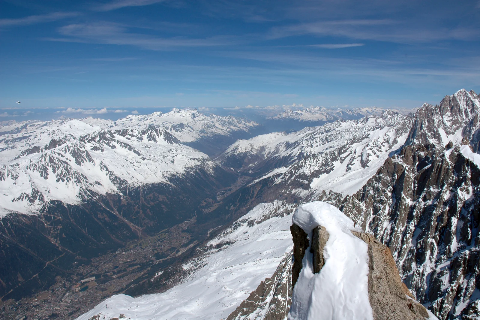 Chamonix valley beneath the Mont Blanc massif
