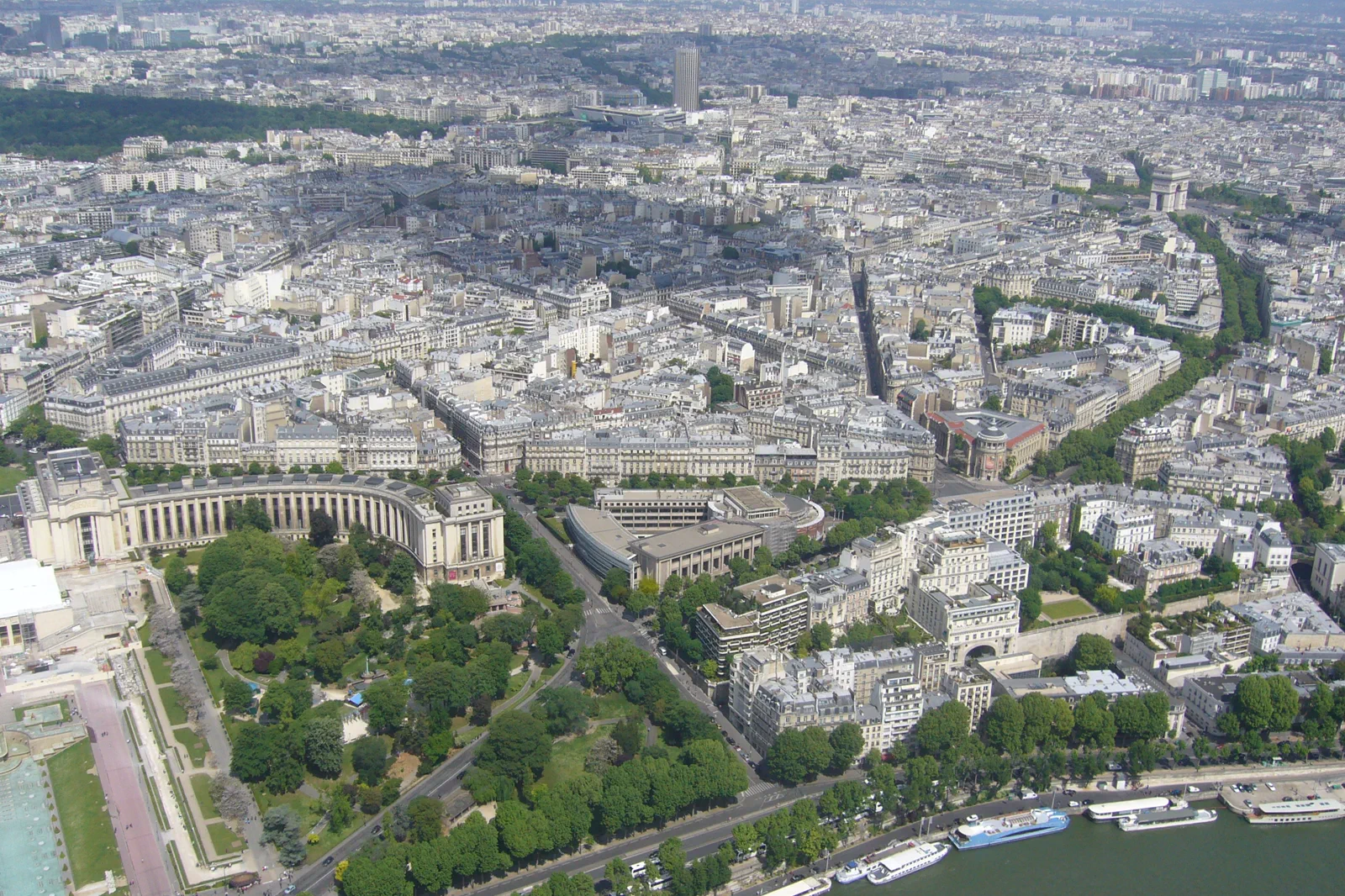 The Eiffel Tower seen across the Seine from western Paris