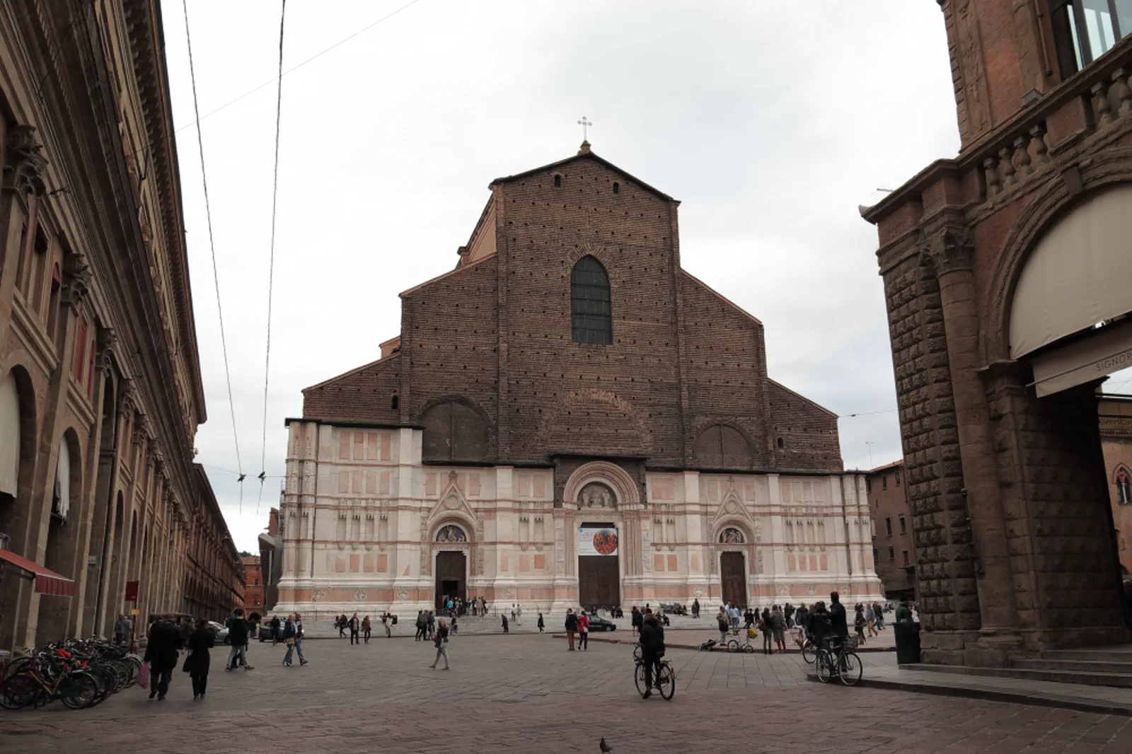 Historic porticoes leading through central Bologna
