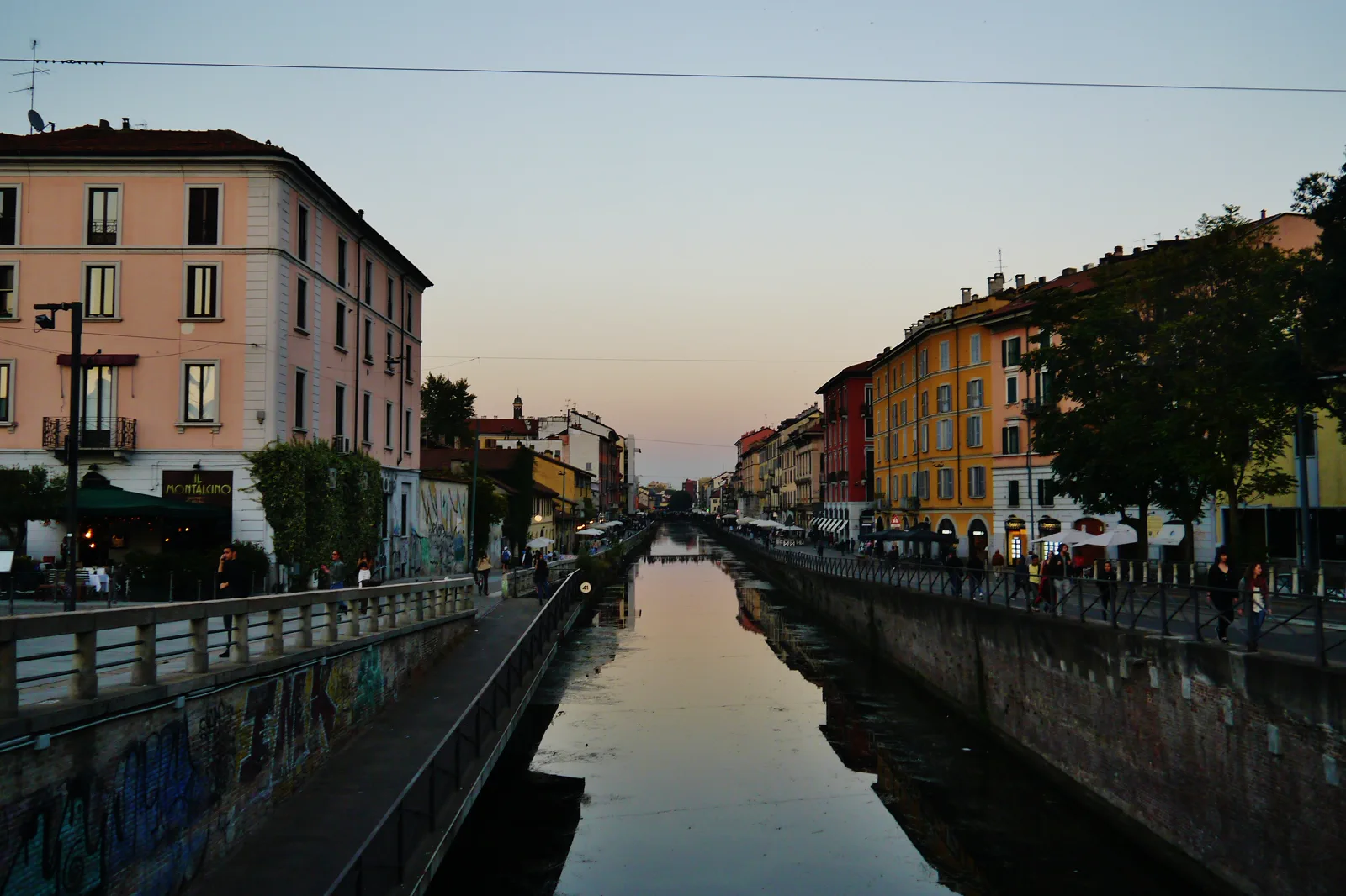 Evening light along Naviglio Grande in Milan