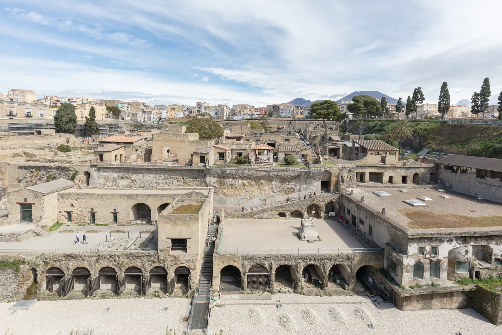 Herculaneum archaeological site below Mount Vesuvius