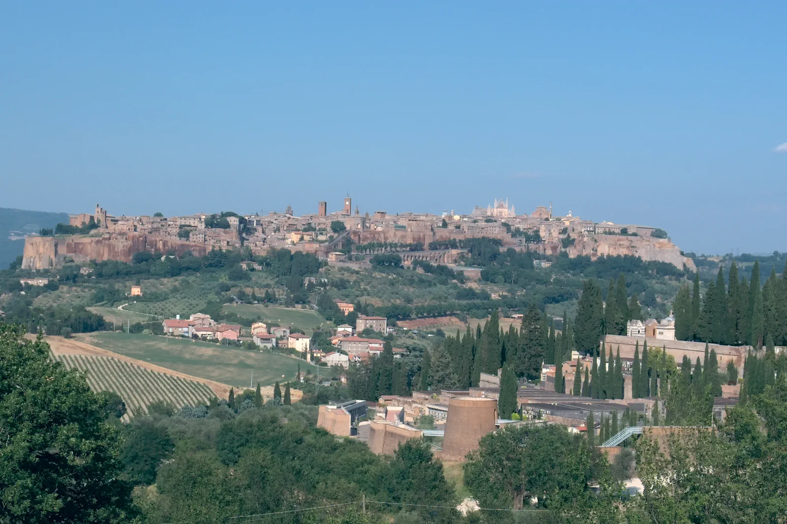 Orvieto Cathedral and the town standing above its tufa cliff