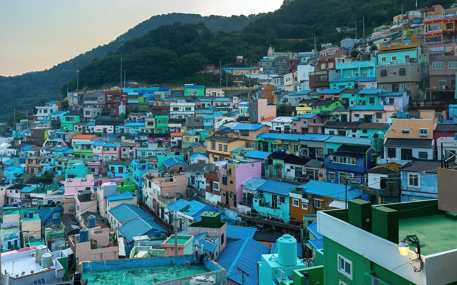 Colorful homes climbing the hillside at Gamcheon Culture Village