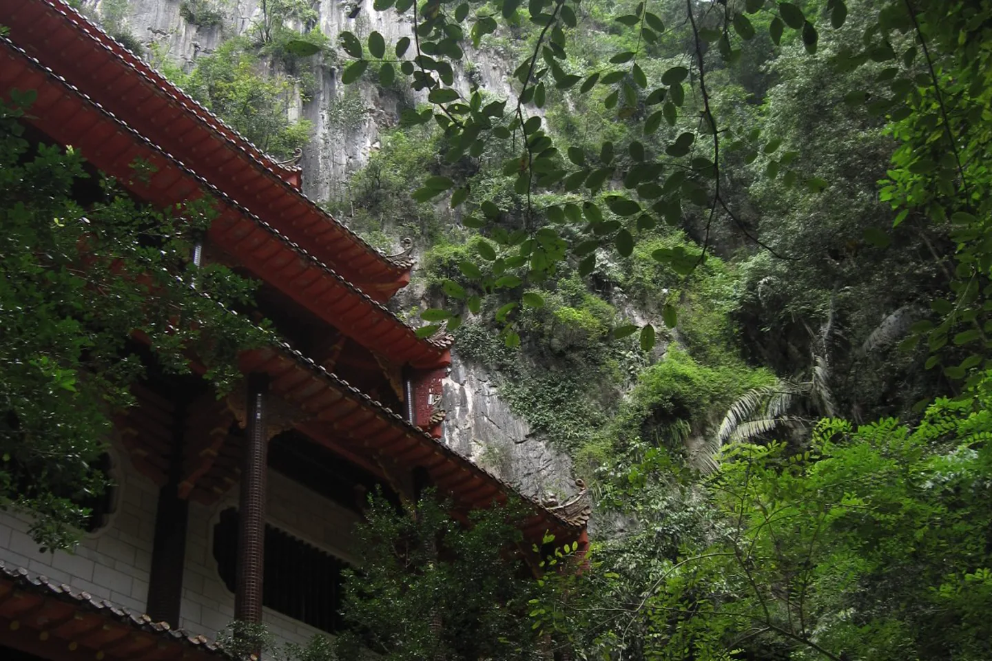 Sam Poh Tong temple architecture framed by an Ipoh cave