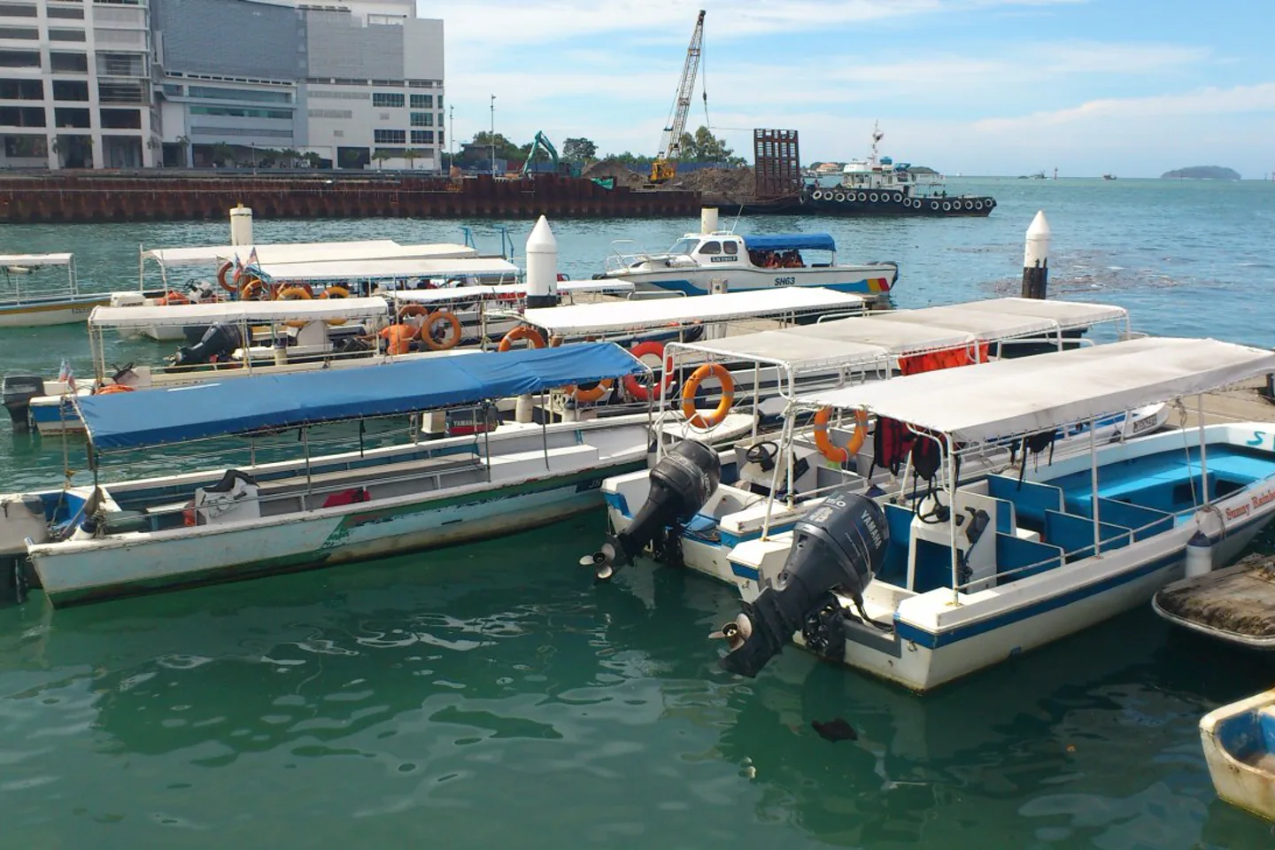 Passenger boats moored at Jesselton Point in Kota Kinabalu