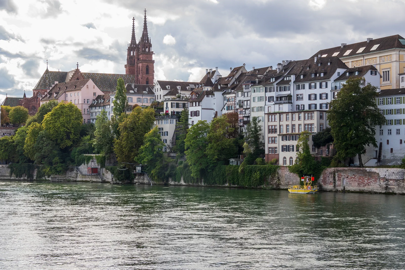 Basel old town and cathedral above the Rhine