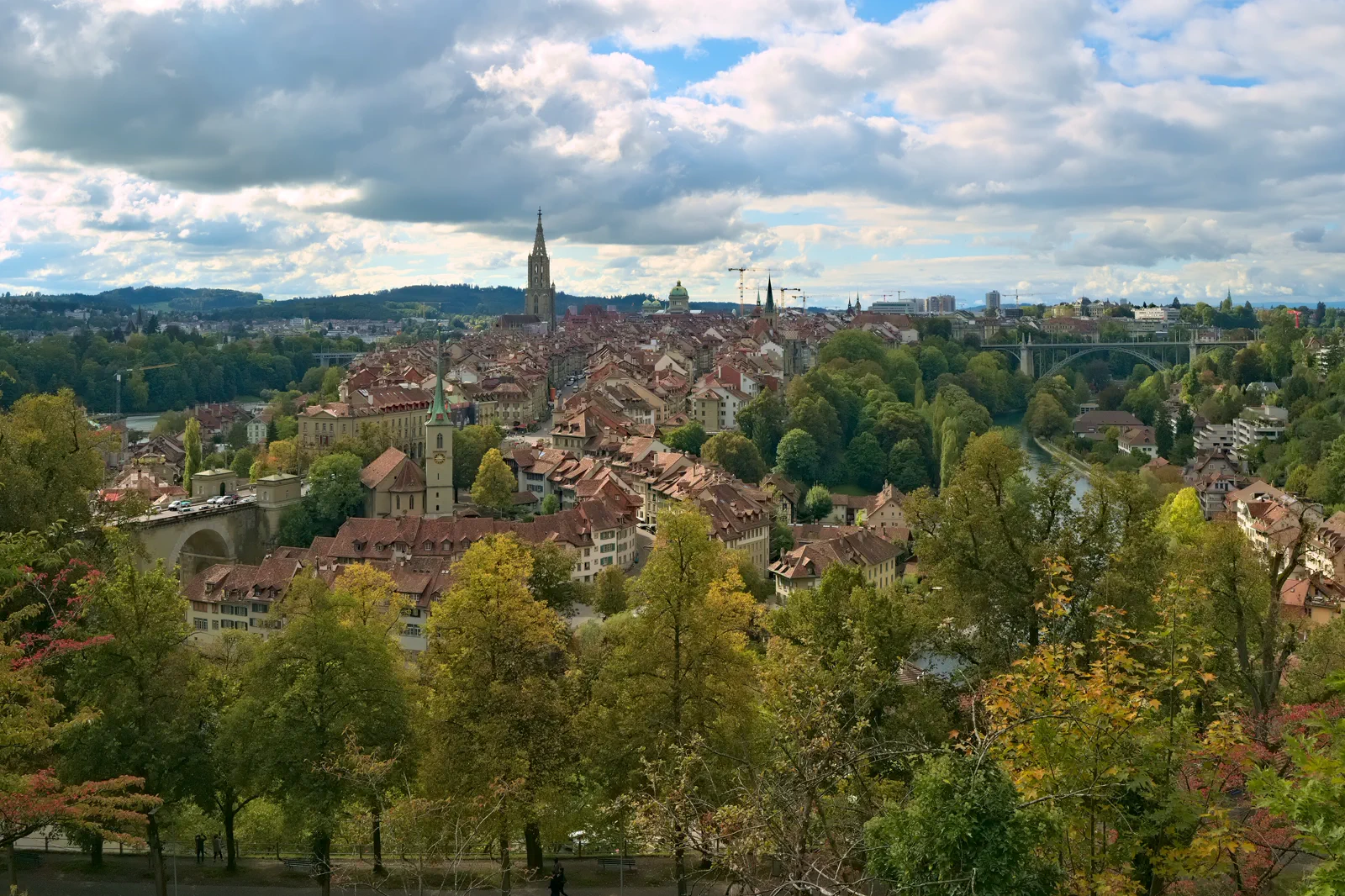 View over Bern old town from the Rosengarten