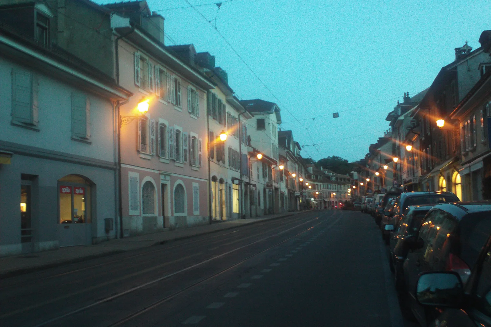 Historic streets and cafes in Carouge near Geneva