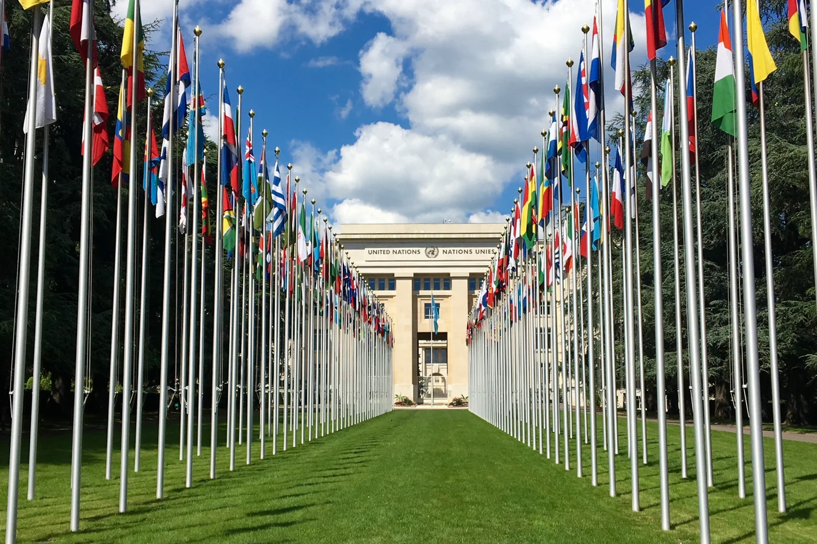 Palais des Nations and international district in Geneva