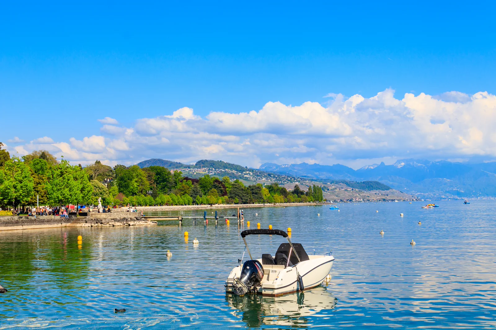 Lausanne and Lake Geneva viewed from the hillside