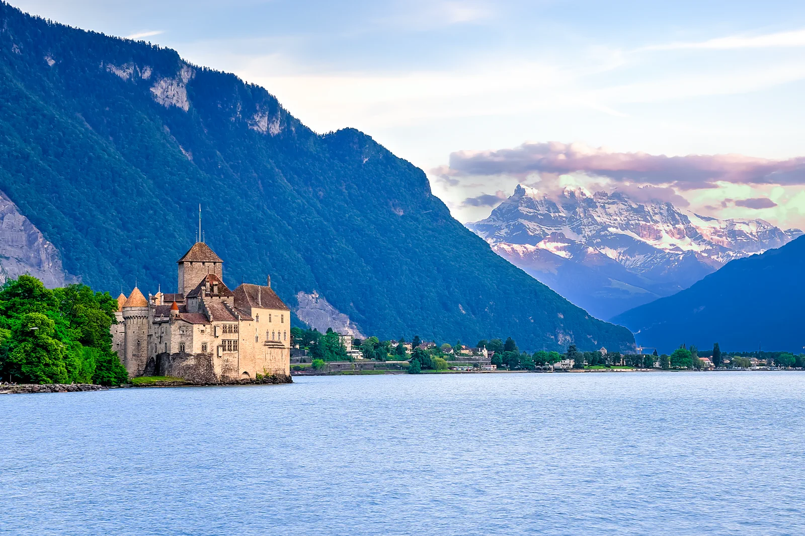 Chillon Castle on Lake Geneva near Montreux
