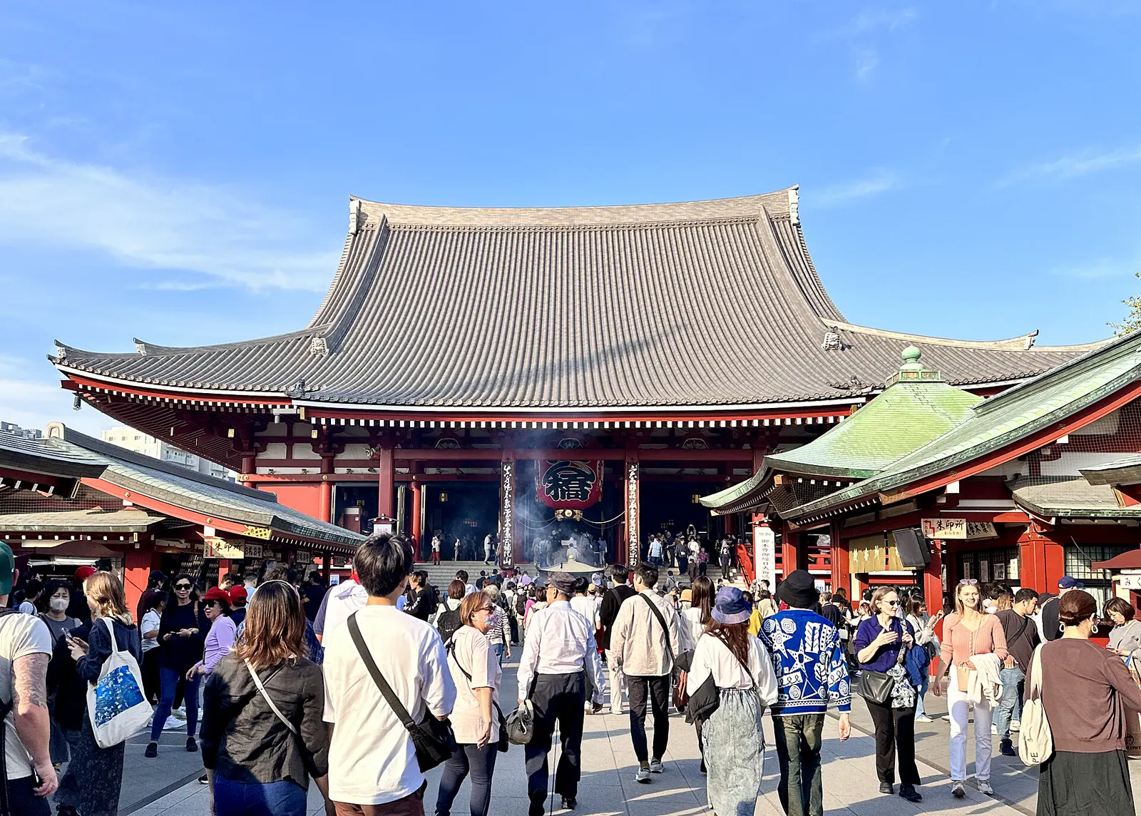 Sensoji temple grounds busy with visitors in Asakusa