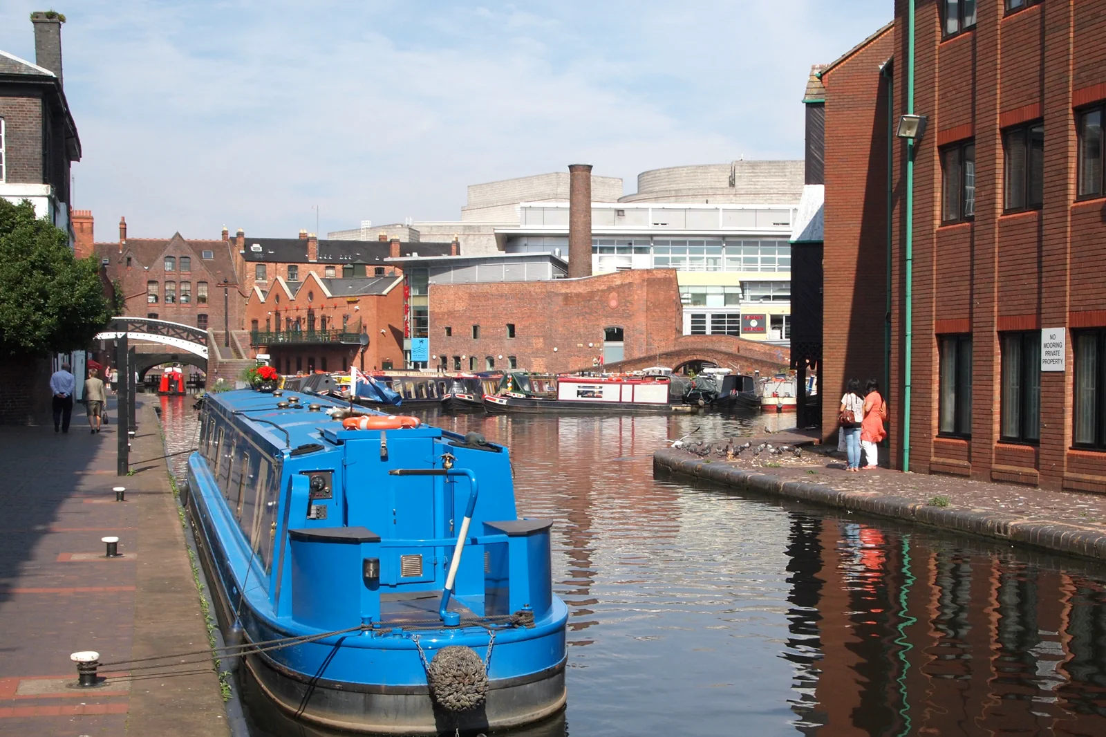 Canals and historic buildings at Gas Street Basin in Birmingham