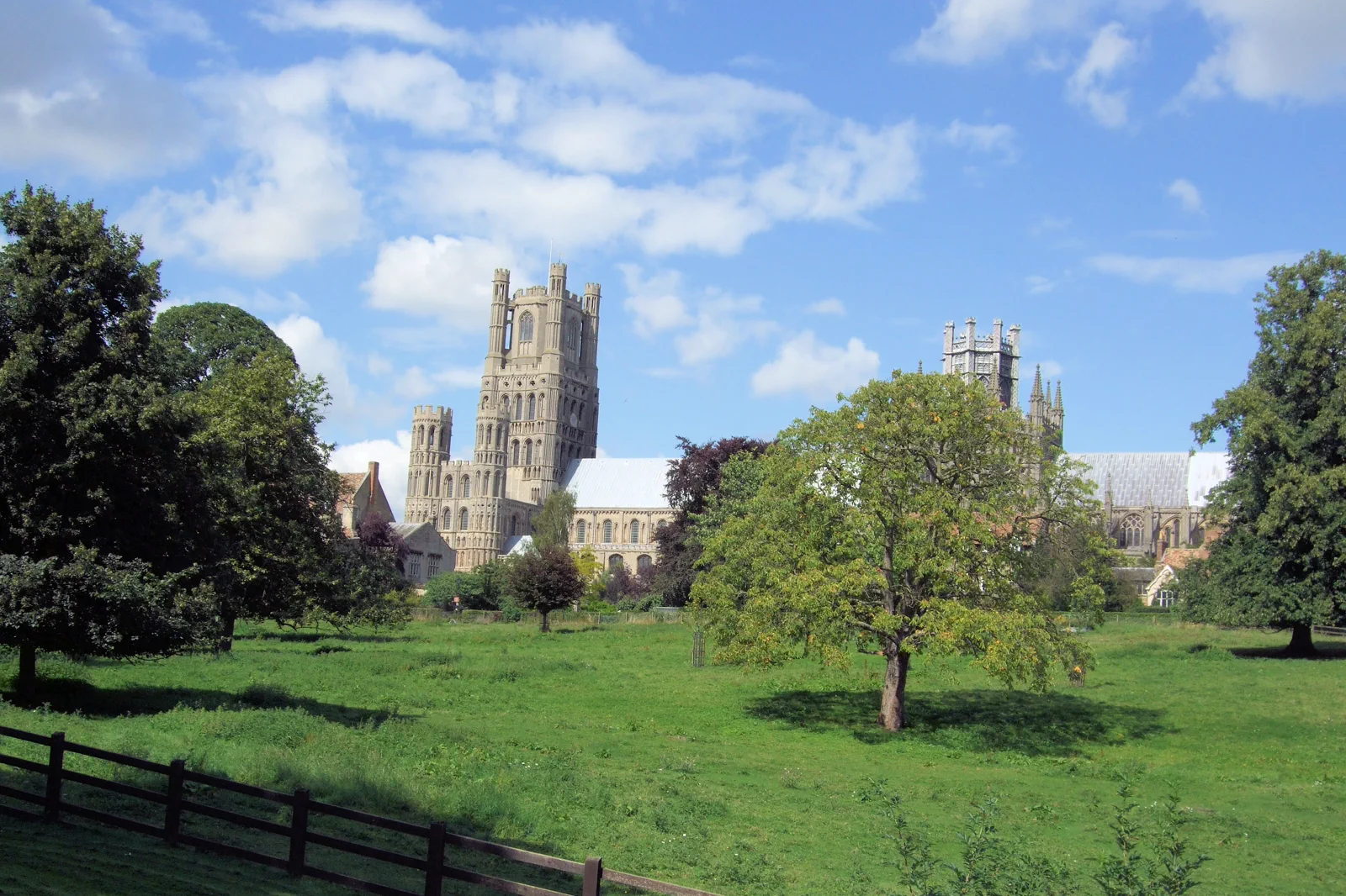 Ely Cathedral rising above the low Fenland landscape