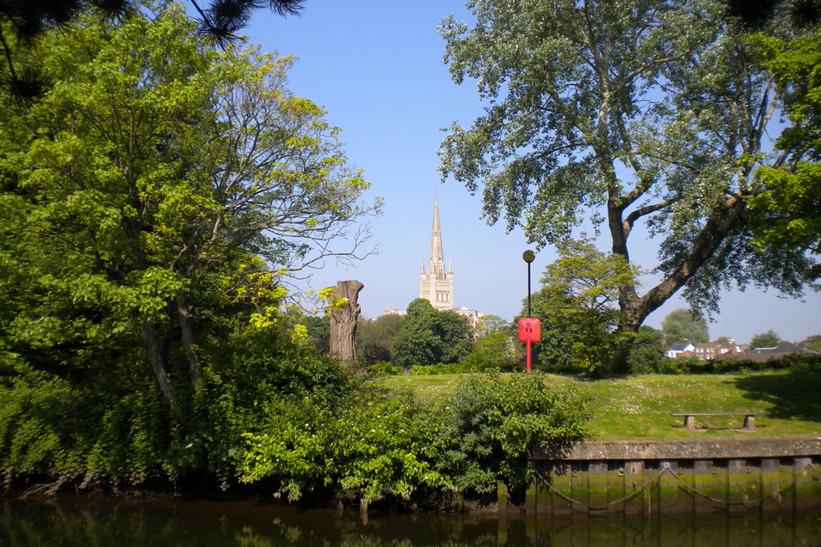 Norwich Cathedral above the River Wensum in Norfolk