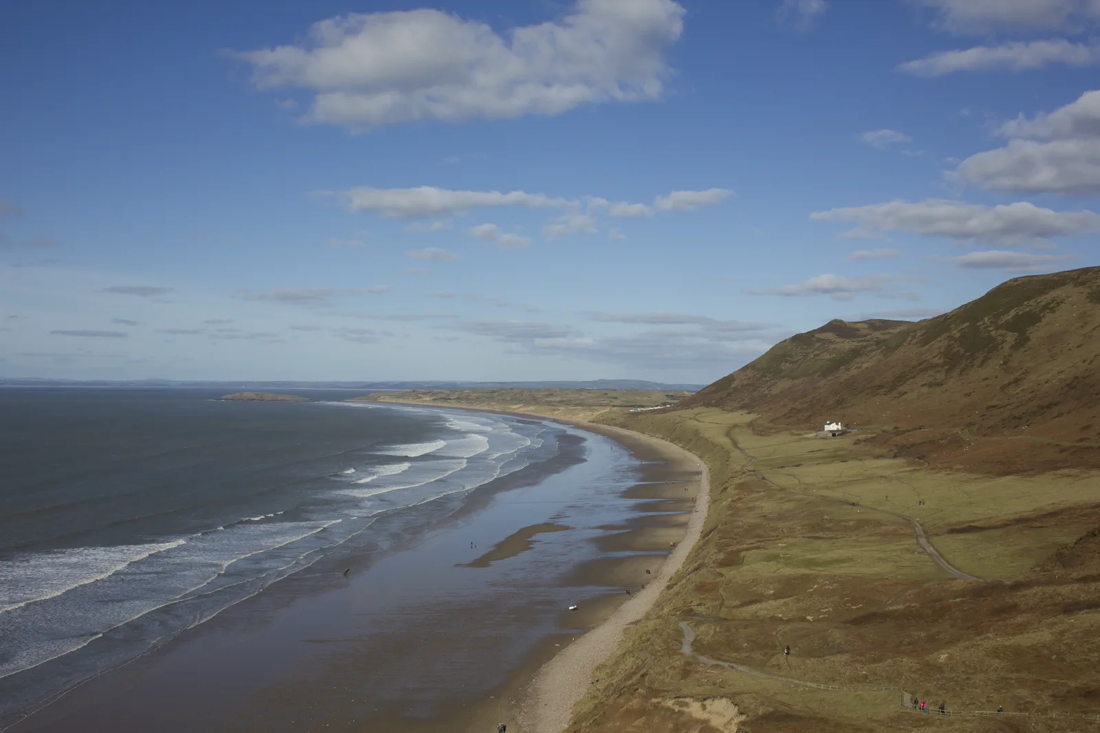Rhossili Bay and headlands on the Gower Peninsula in Wales