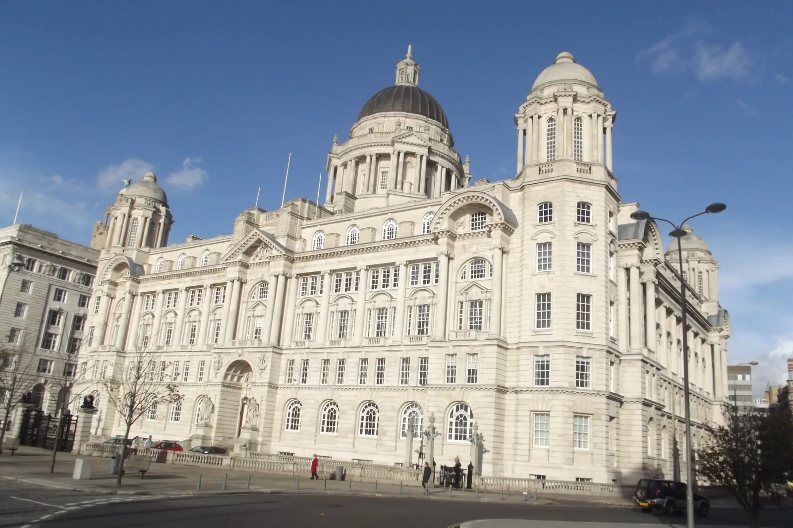 Liverpool waterfront and the Three Graces beside the Mersey