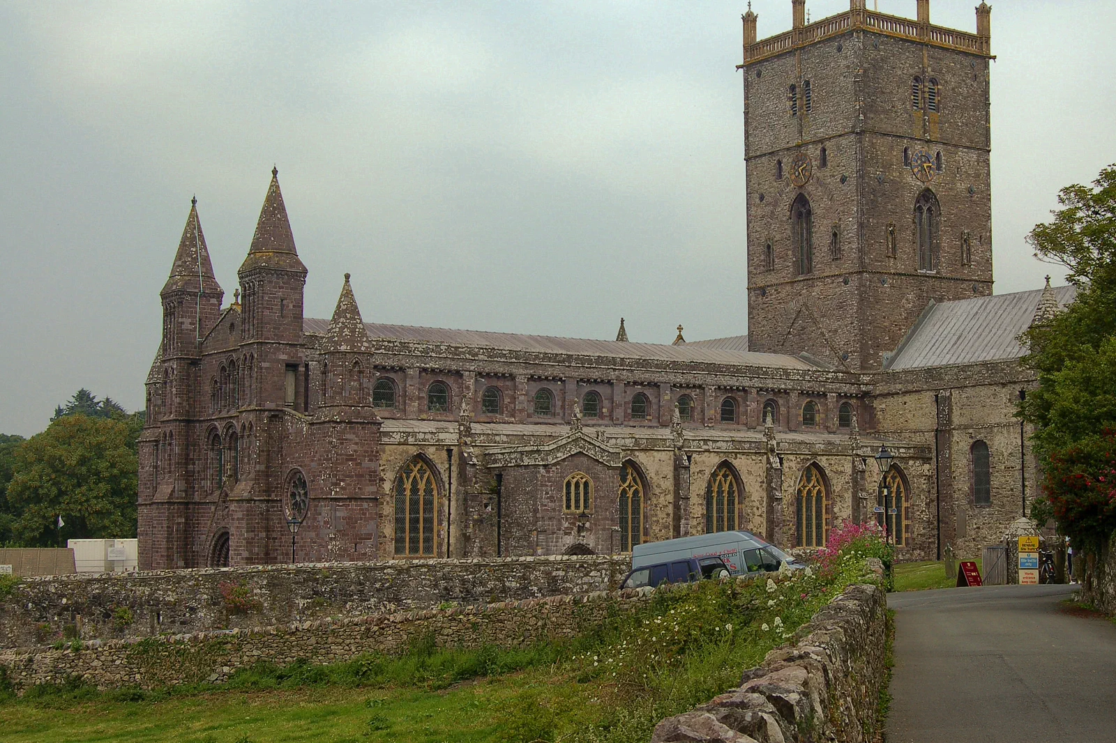 St Davids Cathedral set in its valley in Pembrokeshire
