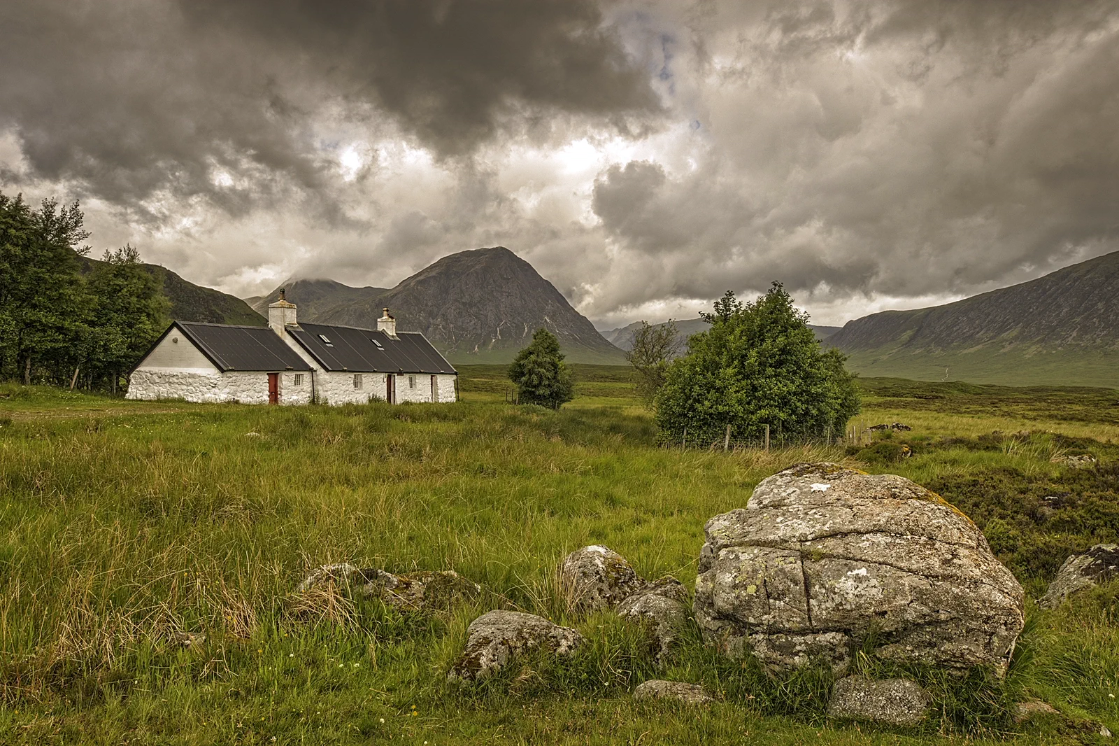 Mountain slopes enclosing Glencoe in the Scottish Highlands