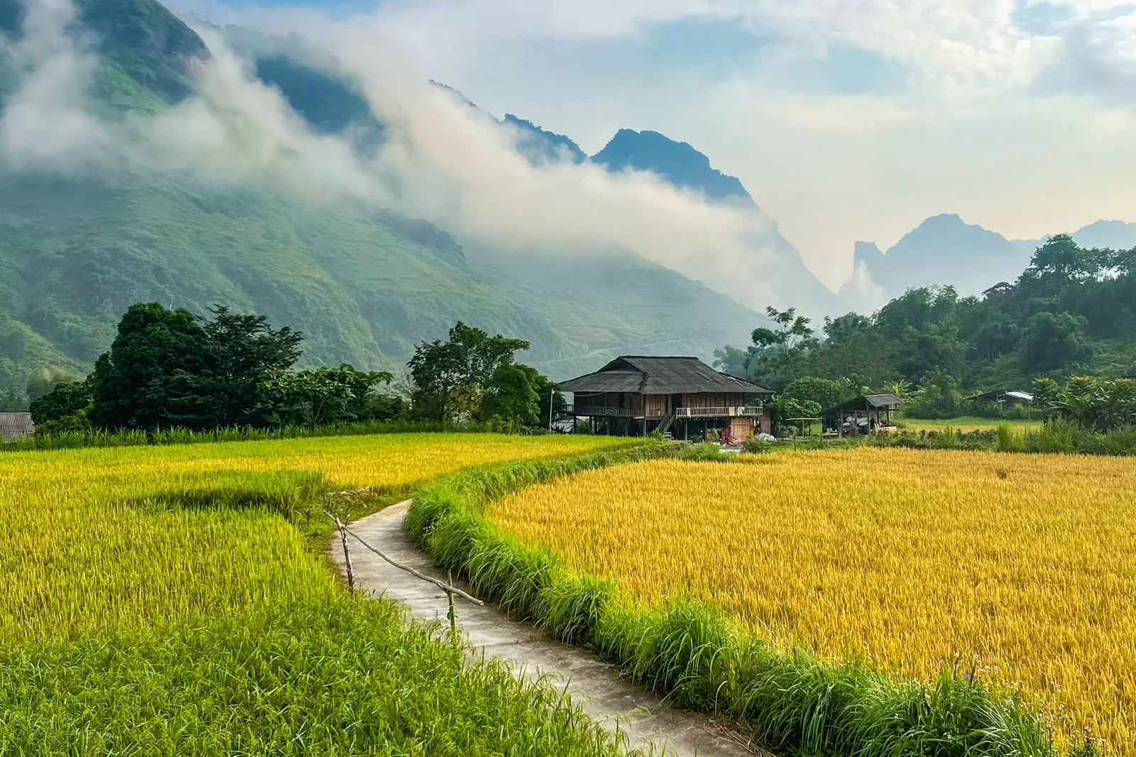 Mountain valley landscape around Du Gia in Ha Giang