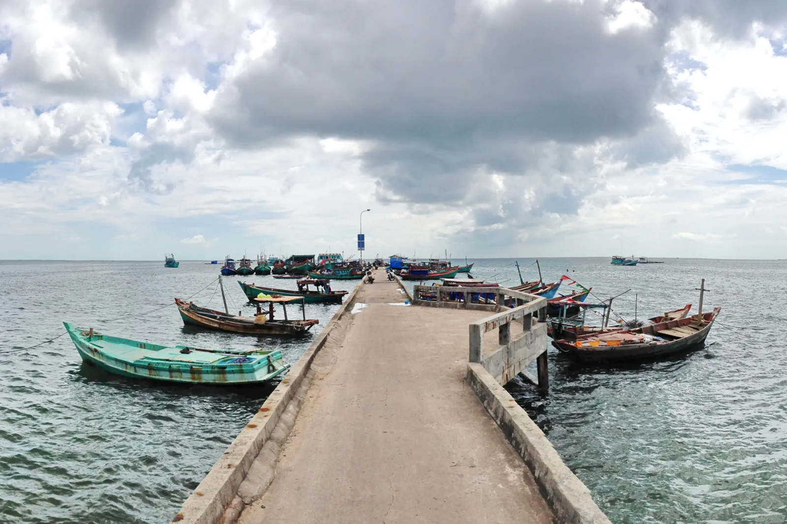 Long public pier extending from Ham Ninh into the coastal water of Phu Quoc