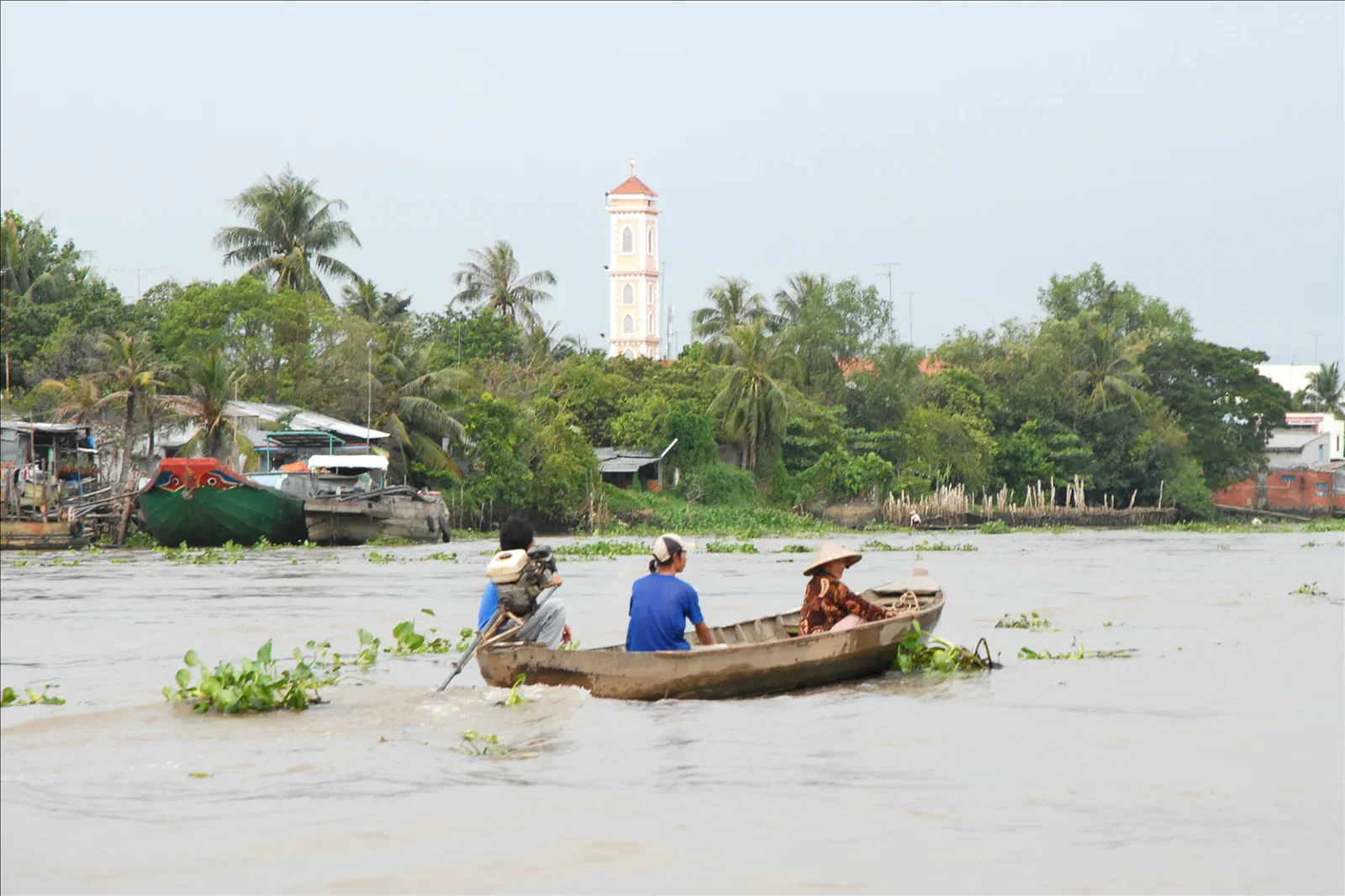 Mekong River bank and riverside life in Sa Dec