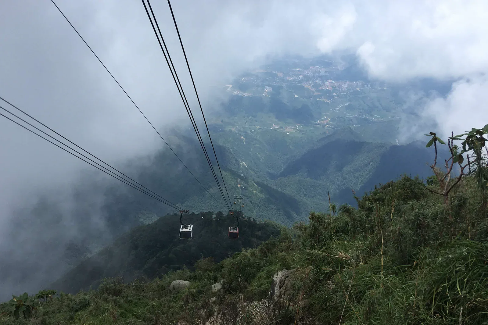 Fansipan cable car above Sapa and the Hoang Lien mountains