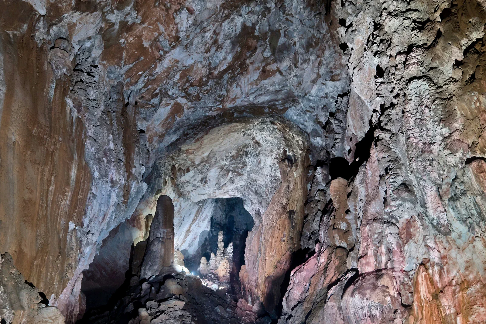 Large stalagmites inside Son Doong Cave in Vietnam